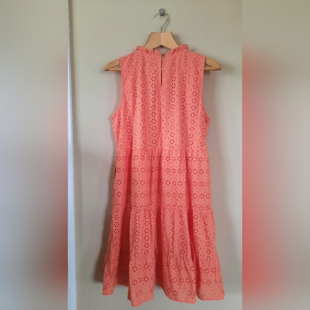 Loft Coral Eyelet Cotton Tiered Sun Dress - Picture 6 of 6